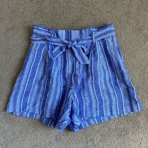 H&M High-Waisted Tie-Belt Linen-Blend Shorts